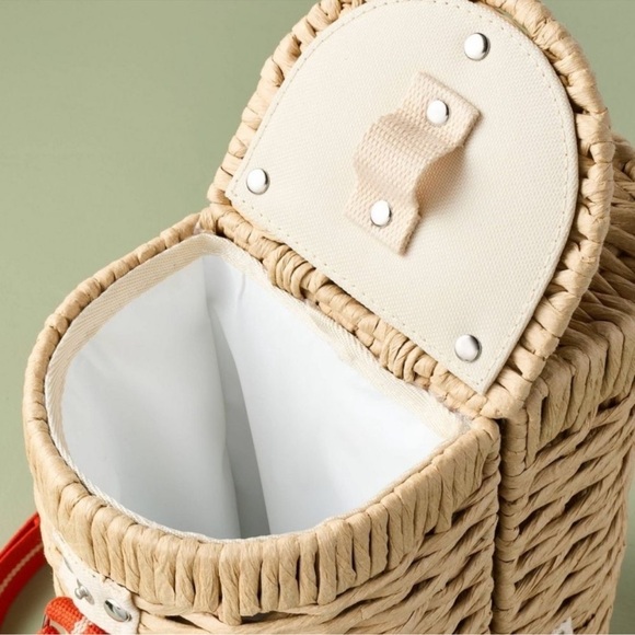 Hearth & Hand with Magnolia Woven Drink Bottle Carrier with Cups and Napkins New - Picture 4 of 6